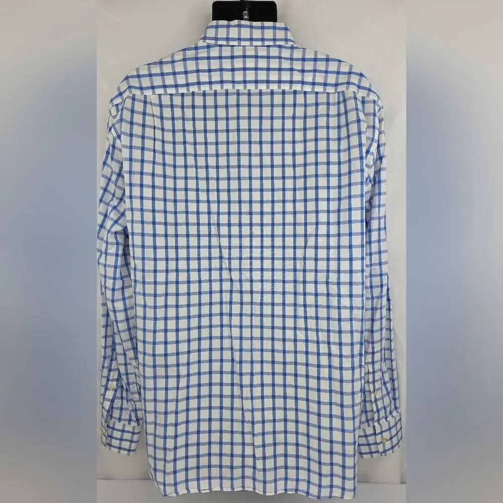 J. Crew Men's Tailored Blue White Check Button Down Shirt Size XL X-1935